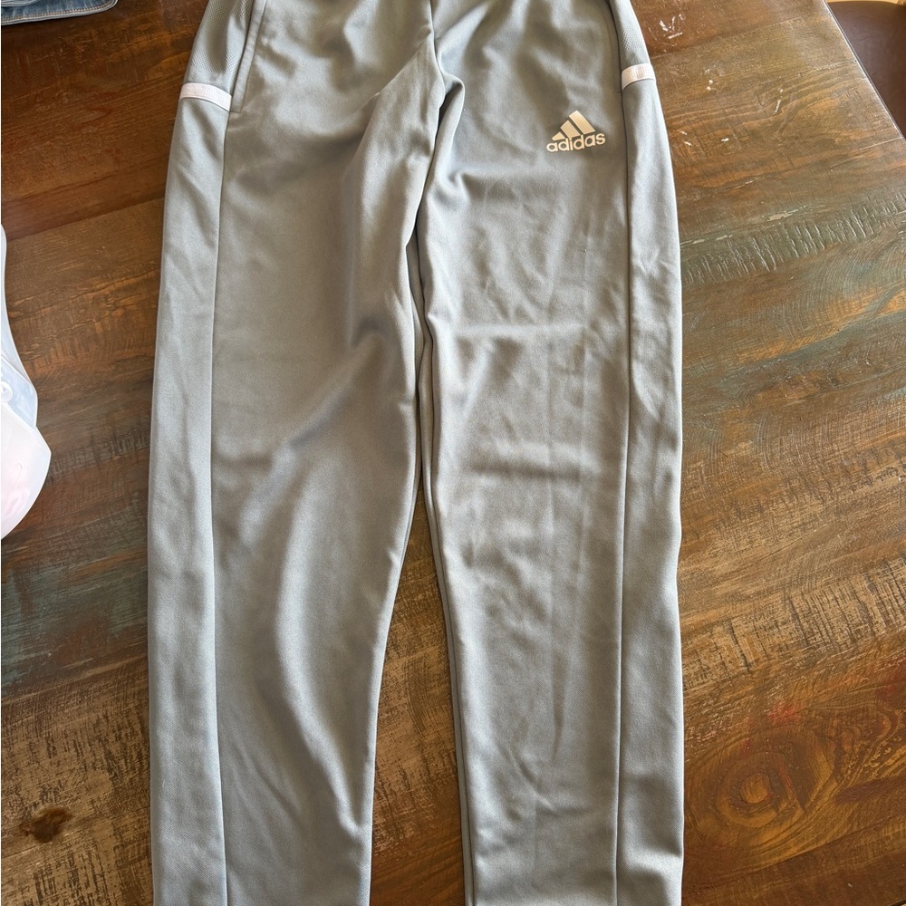 Adidas Gray Track Pants with Subtle Pink Trim